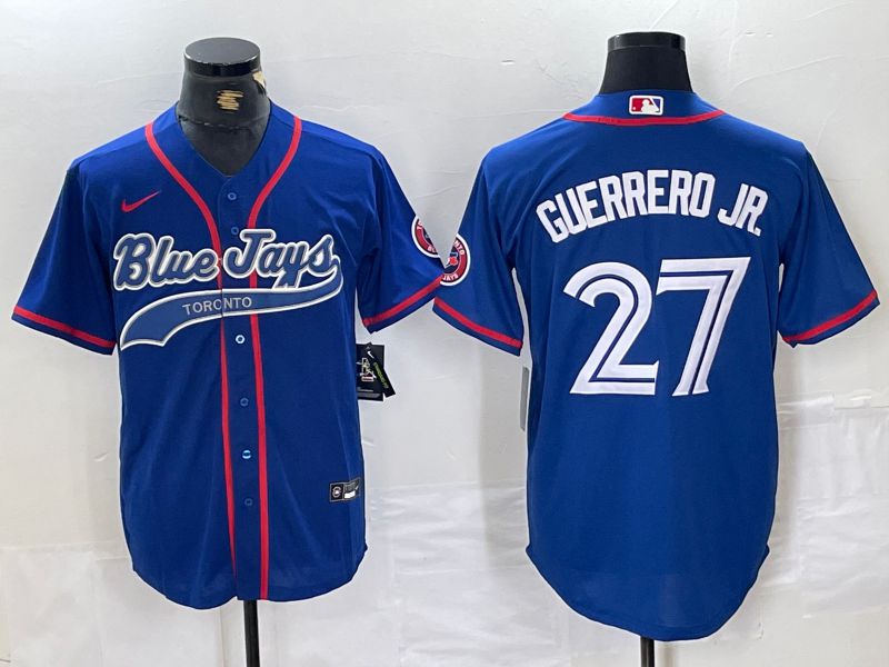 Men Toronto Blue Jays #27 Guerrero jr Blue Jointly 2024 Nike MLB Jersey style 2